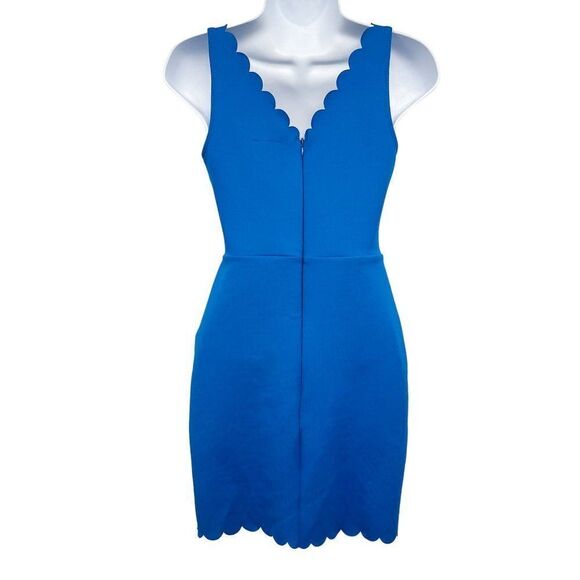 TOPSHOP Scallop Cutout Sleeveless Jersey Bodycon Mini Bodycon Dress Blue 2 - Picture 4 of 8